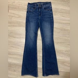 size 6, hi-rise artist flare American Eagle Jeans.